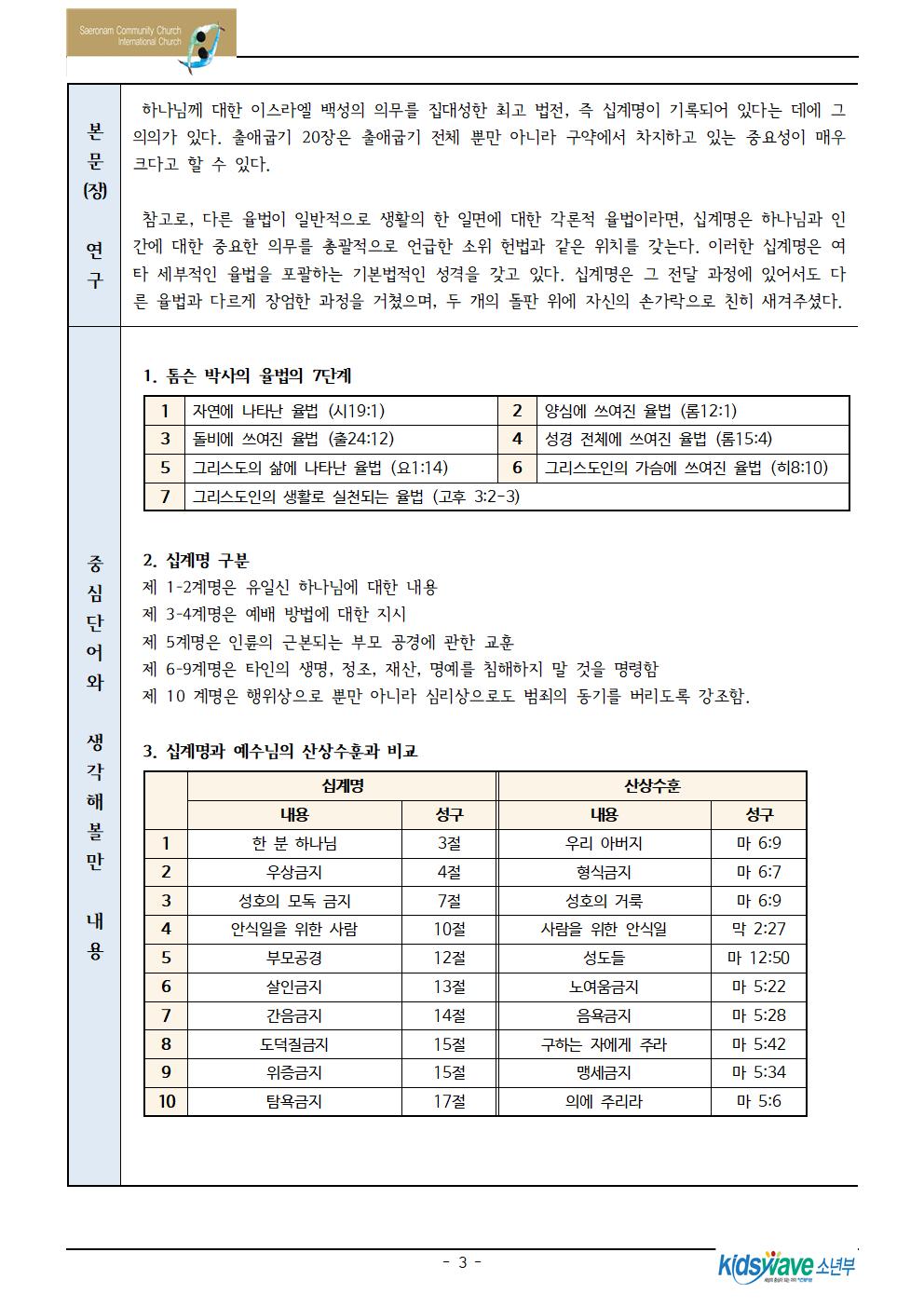교사마당/티칭가이드 - <티칭가이드> 제 11과 천대까지 약속의 말씀-십계명
